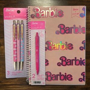 Barbie Yoobi Spiral Notebook & Pink and Blue Pen Trio